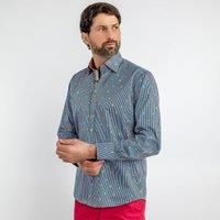 CLAUDIO LUGLI Men's Gelato Cones On Pin Stripe Print Shirt in Navy | Size: 2XL