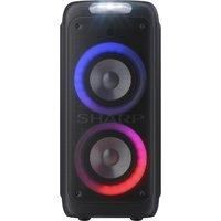 SHARP PS-949 High Power Portable Party Speaker with 12hr Playtime, Built in Rechargeable Battery, Duo Mode (TWS), Flashing Disco Lights, Super Bass & Strobe, Bluetooth, USB, Aux & Microphone – Black