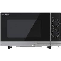SHARP YC-PS201AU-S 20 Litre 700 W Black/Silver Microwave Oven with 6 Power Levels, Easy to Use Manual Dial Control, Space Saving Design, LED Cavity Light, Easy Clean