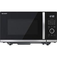 SHARP YC-QG234AU-B 23 Litre 900W Black Flatbed Microwave with 1000W Grill, 10 Power Levels, 12 Automatic Cook Programmes, Easy Semi Digital Control, Space Saving Design, LED Cavity Light, Easy Clean