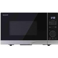 SHARP YC-PS234AU-S 23 Litre 900W Solo Silver/Black Microwave Oven, with Turntable, 10 Power Levels, 8 Automatic Cook Programmes, Semi Digital Jog Dial Control, LED Cavity Light, Small & Easy Clean