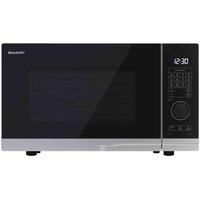 SHARP YC-PG234AU-S 23 Litre 900W Silver/Black Microwave Oven with 1000W Grill Cooker, 10 Power Levels, 12 Automatic Cook Programmes, Semi Digital Jog Dial Control, LED Cavity Light, Small & Easy Clean