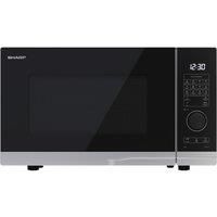 SHARP YC-PG254AU-S 25 Litre 900W Silver/Black Microwave Oven with 1000W Grill Cooker, 10 Power Levels, 12 Automatic Cook Programmes, Semi Digital Jog Dial Control, LED Cavity Light, Compact Easy Clean