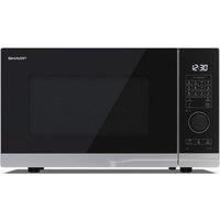 SHARP YC-PG254AU-S 25 Litre 900W Silver/Black Microwave Oven with 1000W Grill Cooker, 10 Power Levels, 12 Automatic Cook Programmes, Semi Digital Jog Dial Control, LED Cavity Light, Compact Easy Clean