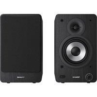 SHARP CP-SS30(BK) 60W RMS (2x 30W) 2-way Active Bookshelf Speakers - Wireless Studio Monitors with Bluetooth v5.0 Audio Streaming, USB Playback, Optical, AUX & RCA input - Black