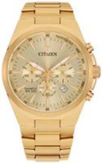 Citizen Quartz Men's Chronograph Gold Plated Bracelet Watch