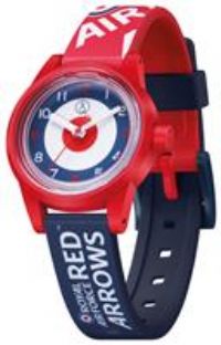 Citizen Q&Q Red Arrows solar powered 32mm watch, charges with sunlight or any other fluorescent light source, water resistant to 100m, 2 year warranty, for boys and girls R03A-507VY