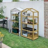 VegTrug Wooden Greenhouse Nursery & PE Cover-Natural