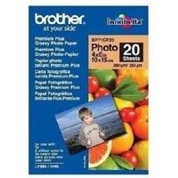 Brother BP71GP20 Photo Paper, 6 Inch x 4 Inch, Premium Plus Glossy, 15 cm (W) x 10 cm (L), 20 Sheets, Brother Genuine Supplies