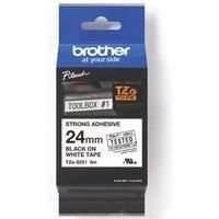 Brother TZe-S251 Labelling Tape Cassette, Black on White, 24mm (W) x 8M (L), Strong Adhesive, Brother Genuine Supplies