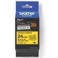 Original Brother TZe-S651 Black on Yellow 24mm Laminated P-Touch Labelling Tape