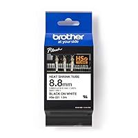 Brother HSe-221 Labelling Tape Cassette, Black on White, 8.8mm (W) x 1.5M (L), Heat Shrink Tube, Brother Genuine Supplies