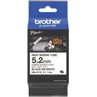 Brother Genuine Pro Tape HSe-211E Heat Shrink Tubing - Black on White, 5.2mm Wide, 1.5m Long