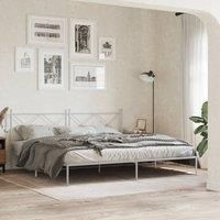 Metal Bed Frame without Mattress with Headboard White 193x203cm