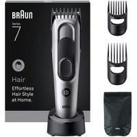 Braun Hair Clipper Series 7, Professional Men/'s Hair Clippers, 5+ Styling Tools, 17 Lengths, Lifetime Sharp Blade, 50 Min Runtime, Cordless, Washable, HC7590 - Grey