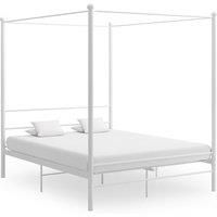 Canopy Bed Frame White Metal 160x200 cm
