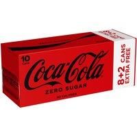 Coca-Cola Zero Sugar 10 x 330ml (8 x 330ml + 2 x 330ml Extra Free)