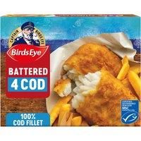 Birds Eye 4 Battered Cod Large Fillets 440g