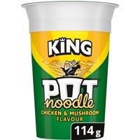 Pot Noodle Chicken and Mushroom Flavour, King Pot Size, Quick Filling Food, Instant Pot, Suitable for Vegeterians, Large Pack Ideal for Teens, Families Camping Food (12 x 114 g Pots)