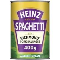 Heinz Spaghetti In a Rich Tomato Sauce With Richmond Pork Sausages 400g