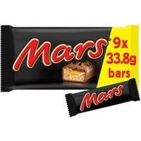 Mars Caramel, Nougat & Milk Chocolate Snack Bars Multipack 9 x 33.8g