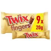 Twix Caramel & Milk Chocolate Fingers Biscuit Snack Bars Multipack 9 x 20g