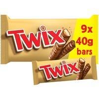 Twix Caramel & Milk Chocolate Fingers Twin Biscuit Snack Bars Multipack 9 x 40g