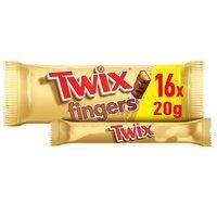 Twix Caramel & Milk Chocolate Fingers Biscuit Snack Bars Large Multipack 16 x 20g