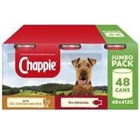 24 x 412g Chappie Adult Wet Dog Food Tins Favourites Original & Chicken in Loaf