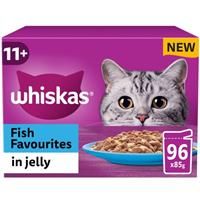 24x Whiskas Senior 11+ Wet Cat Food Pouches - Fish Favs In Jelly 2x 12x85g #3D51