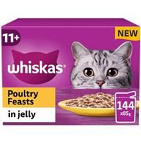 Whiskas 11+ Poultry Feasts Senior Wet Cat Food Pouches in Jelly 12 x 85g