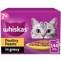 Whiskas 7+ Poultry Feasts Senior Wet Cat Food Pouches in Gravy 12 x 85g