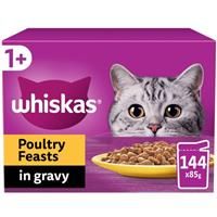 Whiskas 1+ Poultry Feasts Adult Wet Cat Food Pouches in Gravy 12 x 85g