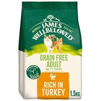 James Wellbeloved Hypoallergenic Dry Cat Food for Adult Cats Grain Free Turkey 1.5 kg