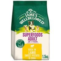 1.5kg James Wellbeloved Superfoods Adult Dry Dog Food Lamb Sweet Potato & Chia