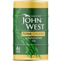 John West Tuna Chunks In Sunflower Oil, 4 x 145g