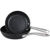 PRESTIGE - Scratch Guard - Twin Pack Frypan Set - 21/25cm - Aluminium - Scratch Resistant - Induction Suitable - Dishwasher and Oven Safe, Black, 11895