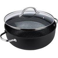 PRESTIGE - Scratch Guard - 28cm Non Stick Chef/'s Casserole - Aluminium - Scratch Resistant - Induction Suitable - Dishwasher and Oven Safe - Glass Lid,Black,11898