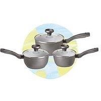 Prestige - Earth Pan - 3 Pce Saucepan Set - 16/18/20cm - Toxin Free Ceramic Non Stick - Induction Suitable - Recycled and Recyclable Cookware - Dishwasher Safe - Easy Grip Handles - 5 Year Guarantee