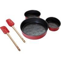 Prestige New Disney Bake with Mickey Mouse Bakeware Set with 3 Piece Mickey Head Cake Tin and Silicone Spatula Set of 2
