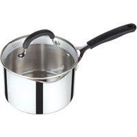 Prestige Made To Last Stainless Steel Saucepan with Lid 18cm - Saucepan with Straining Lid, Measurement Guide & Easy Grip Silicone Handles, Induction Suitable, Dishwasher Safe Cookware