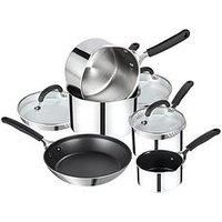 Prestige Made To Last Stainless Steel Pan Set Non Stick - 5 Piece Induction Pan Set with Frying Pan, Milk Pan & Set of 3 Saucepans with Straining Lids, Durable Dishwasher Safe Cookware