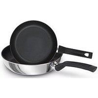 Prestige - 9x Tougher - Frying Pan twin pack -Ultra Durable Stainless Steel - Non-Stick - Induction Suitable - Dishwasher and Oven Safe - 21cm and 29cm set