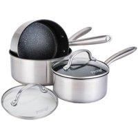 Prestige - Scratch Guard - 3pc Saucepan Set - 16/18/20cm - Stainless Steel - Scratch Resistant - Induction Suitable - Dishwasher and Oven Safe - Glass Lids