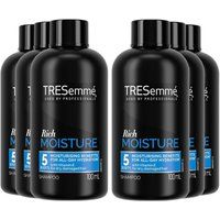 Tresemme Moisture Rich 'Shampoo' with Vitamin E for Dry & Damaged Hair 6 Pack of 100ml in Black