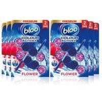 Bloo Colour Active Toilet Rim Block Fresh Flowers with Anti-Limescale, Cleaning Foam, Dirt Protection and Extra Freshness - 2 x 50g