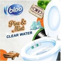 Bloo Toilet Rim Block Retro Pine (50g), Clear Water Toilet Rim Block with Fresh Pine & Mint Scent, with Anti-Limescale Formula, Pack of 3 Rimblocks