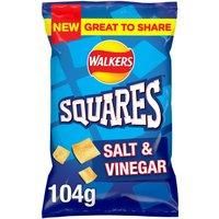 Walkers Squares Salt & Vinegar Sharing Snacks Crisps 104g