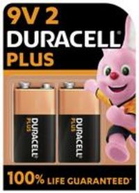 2 x Duracell 9V PP3 Plus Power Batteries, Smoke Alarms (LR22, MN1604, 6LR61)