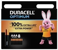 Duracell NEW Optimum AAA Alkaline Batteries [Pack of 8], 1.5 V LR03 MX2400